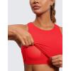 imageCRZ YOGA Butterluxe High Neck Crop Tank Tops for Women  Racerback Padded Longline Sports Bras WorkoutDeep Red