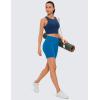 imageCRZ YOGA Butterluxe High Neck Crop Tank Tops for Women  Racerback Padded Longline Sports Bras WorkoutFrench Navy