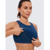 imageCRZ YOGA Butterluxe High Neck Crop Tank Tops for Women  Racerback Padded Longline Sports Bras WorkoutFrench Navy