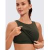 imageCRZ YOGA Butterluxe High Neck Crop Tank Tops for Women  Racerback Padded Longline Sports Bras WorkoutOlive Green