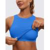 imageCRZ YOGA Butterluxe High Neck Crop Tank Tops for Women  Racerback Padded Longline Sports Bras WorkoutSparkle Blue