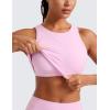 imageCRZ YOGA Butterluxe High Neck Crop Tank Tops for Women  Racerback Padded Longline Sports Bras WorkoutVita Pink