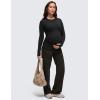 imageCRZ YOGA Butterluxe Maternity Crewneck Long Sleeve Shirts  Athletic Yoga Casual Pregnancy Womens Tee Tops Basic Layer SoftBlack