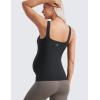 imageCRZ YOGA Butterluxe Maternity Square Neck Tank Tops  Ruched Sleeveless Womens Pregnancy Yoga Tee Shirt with Built in BraBlack