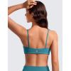 imageCRZ YOGA Butterluxe Square Neck Sports Bras for Women  Spaghetti Strap Yoga Wireless Low Coverage Padded Cami Crop TopBorealis Green