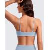 imageCRZ YOGA Butterluxe Square Neck Sports Bras for Women  Spaghetti Strap Yoga Wireless Low Coverage Padded Cami Crop TopCambric Blue