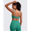 imageCRZ YOGA Butterluxe Square Neck Sports Bras for Women  Spaghetti Strap Yoga Wireless Low Coverage Padded Cami Crop TopCascadia Green