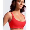 imageCRZ YOGA Butterluxe Square Neck Sports Bras for Women  Spaghetti Strap Yoga Wireless Low Coverage Padded Cami Crop TopDeep Red