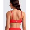 imageCRZ YOGA Butterluxe Square Neck Sports Bras for Women  Spaghetti Strap Yoga Wireless Low Coverage Padded Cami Crop TopDeep Red