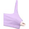 imageCRZ YOGA Butterluxe Square Neck Sports Bras for Women  Spaghetti Strap Yoga Wireless Low Coverage Padded Cami Crop TopElfin Purple