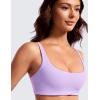 imageCRZ YOGA Butterluxe Square Neck Sports Bras for Women  Spaghetti Strap Yoga Wireless Low Coverage Padded Cami Crop TopElfin Purple