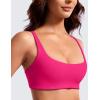 imageCRZ YOGA Butterluxe Square Neck Sports Bras for Women  Spaghetti Strap Yoga Wireless Low Coverage Padded Cami Crop TopGranita Pink