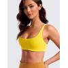 imageCRZ YOGA Butterluxe Square Neck Sports Bras for Women  Spaghetti Strap Yoga Wireless Low Coverage Padded Cami Crop TopHigh Visibility Yellow