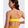 imageCRZ YOGA Butterluxe Square Neck Sports Bras for Women  Spaghetti Strap Yoga Wireless Low Coverage Padded Cami Crop TopHigh Visibility Yellow