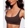 imageCRZ YOGA Butterluxe Square Neck Sports Bras for Women  Spaghetti Strap Yoga Wireless Low Coverage Padded Cami Crop TopHot Fudge Brown