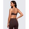 imageCRZ YOGA Butterluxe Square Neck Sports Bras for Women  Spaghetti Strap Yoga Wireless Low Coverage Padded Cami Crop TopHot Fudge Brown