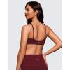 imageCRZ YOGA Butterluxe Square Neck Sports Bras for Women  Spaghetti Strap Yoga Wireless Low Coverage Padded Cami Crop TopRed Merlot