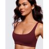 imageCRZ YOGA Butterluxe Square Neck Sports Bras for Women  Spaghetti Strap Yoga Wireless Low Coverage Padded Cami Crop TopRed Merlot