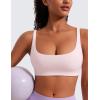 imageCRZ YOGA Butterluxe Square Neck Sports Bras for Women  Spaghetti Strap Yoga Wireless Low Coverage Padded Cami Crop TopStrawberry Pink