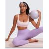 imageCRZ YOGA Butterluxe Square Neck Sports Bras for Women  Spaghetti Strap Yoga Wireless Low Coverage Padded Cami Crop TopStrawberry Pink