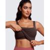 imageCRZ YOGA Butterluxe U Neck Tank Tops for Women  Padded Athletic Workout Camisole Crop Tops with Built in BraHot Fudge Brown