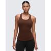imageCRZ YOGA Butterluxe Workout Racerback Tank Tops for Women  Padded Athletic Spandex Yoga Shirts with Built in BraLava Brown