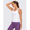 imageCRZ YOGA Butterluxe Workout Racerback Tank Tops for Women  Padded Athletic Spandex Yoga Shirts with Built in BraWhite