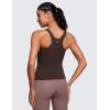 imageCRZ YOGA Butterluxe Workout Tank Tops for Women  Racerback Padded High Neck Yoga Athletic Shirt with Built in BraHot Fudge Brown