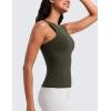 imageCRZ YOGA Butterluxe Workout Tank Tops for Women  Racerback Padded High Neck Yoga Athletic Shirt with Built in BraOlive Green
