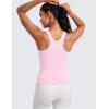 imageCRZ YOGA Butterluxe Workout Tank Tops for Women  Racerback Padded High Neck Yoga Athletic Shirt with Built in BraPink Peony