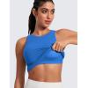 imageCRZ YOGA Butterluxe Workout Tank Tops for Women  Racerback Padded High Neck Yoga Athletic Shirt with Built in BraSparkle Blue
