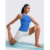 imageCRZ YOGA Butterluxe Workout Tank Tops for Women  Racerback Padded High Neck Yoga Athletic Shirt with Built in BraSparkle Blue
