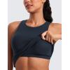 imageCRZ YOGA Butterluxe Workout Tank Tops for Women  Racerback Padded High Neck Yoga Athletic Shirt with Built in BraTrue Navy