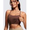imageCRZ YOGA Butterluxe Y Back Crop Tank Tops for Women  Spaghetti Straps Racerback Padded Yoga Workout Longline Sports BrasCoffee Brown