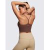 imageCRZ YOGA Butterluxe Y Back Crop Tank Tops for Women  Spaghetti Straps Racerback Padded Yoga Workout Longline Sports BrasCoffee Brown