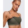 imageCRZ YOGA Butterluxe Y Back Crop Tank Tops for Women  Spaghetti Straps Racerback Padded Yoga Workout Longline Sports BrasLight Army Green