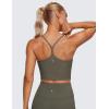 imageCRZ YOGA Butterluxe Y Back Crop Tank Tops for Women  Spaghetti Straps Racerback Padded Yoga Workout Longline Sports BrasLight Army Green