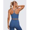 imageCRZ YOGA Butterluxe Y Back Crop Tank Tops for Women  Spaghetti Straps Racerback Padded Yoga Workout Longline Sports BrasPitch Blue