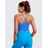 imageCRZ YOGA Butterluxe Y Back Crop Tank Tops for Women  Spaghetti Straps Racerback Padded Yoga Workout Longline Sports BrasSparkle Blue