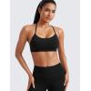 imageCRZ YOGA Butterluxe Y Back Sports Bras for Women  Padded Racerback Low Impact Spaghetti Thin Strap Workout Yoga TopBlack