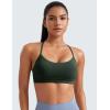 imageCRZ YOGA Butterluxe Y Back Sports Bras for Women  Padded Racerback Low Impact Spaghetti Thin Strap Workout Yoga TopLegend Green