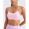 imageCRZ YOGA Butterluxe Y Back Sports Bras for Women  Padded Racerback Low Impact Spaghetti Thin Strap Workout Yoga TopPink Peony