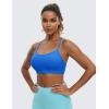 imageCRZ YOGA Butterluxe Y Back Sports Bras for Women  Padded Racerback Low Impact Spaghetti Thin Strap Workout Yoga TopSparkle Blue