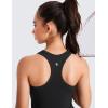 imageCRZ YOGA Girls Seamless Ribbed Longline Sports Bra  Yoga Athletic Casual Tops High Neck Racerback Padded Kids TeenBlack