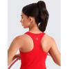 imageCRZ YOGA Girls Seamless Ribbed Longline Sports Bra  Yoga Athletic Casual Tops High Neck Racerback Padded Kids TeenDeep Red
