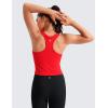 imageCRZ YOGA Girls Seamless Ribbed Longline Sports Bra  Yoga Athletic Casual Tops High Neck Racerback Padded Kids TeenDeep Red