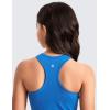 imageCRZ YOGA Girls Seamless Ribbed Longline Sports Bra  Yoga Athletic Casual Tops High Neck Racerback Padded Kids TeenSparkle Blue