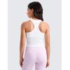 imageCRZ YOGA Girls Seamless Ribbed Longline Sports Bra  Yoga Athletic Casual Tops High Neck Racerback Padded Kids TeenWhite