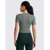 imageCRZ YOGA Seamless Crop Workout Tops for Women  Athletic Running Gym Yoga Short Sleeve Shirts BasicGrey Sage