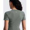imageCRZ YOGA Seamless Crop Workout Tops for Women  Athletic Running Gym Yoga Short Sleeve Shirts BasicGrey Sage